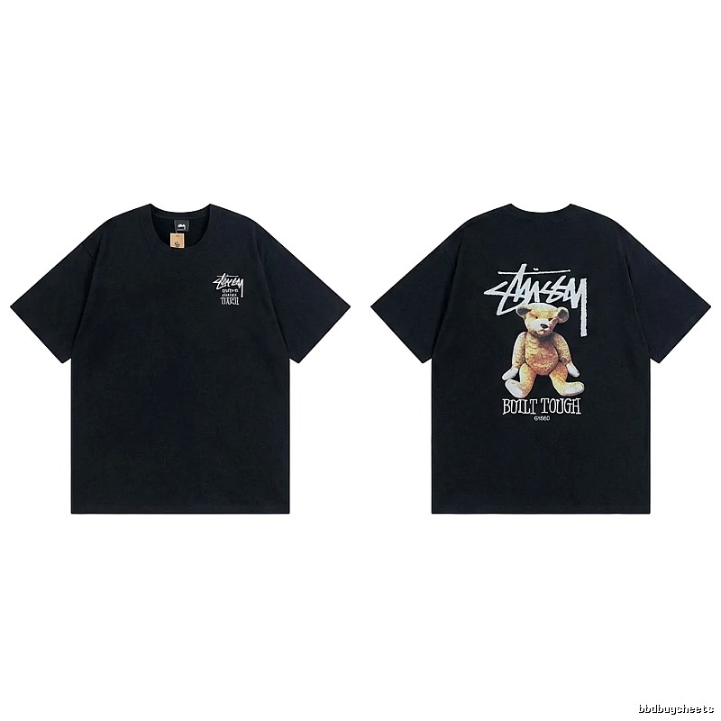 Stussy Bear Trendy Cool Style Black T-shirt