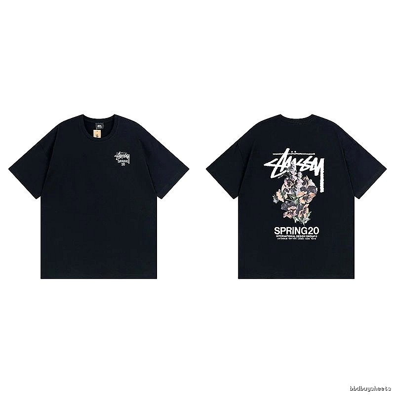 Stussy Black Spider Graphic T-Shirt Warm Weather Logo