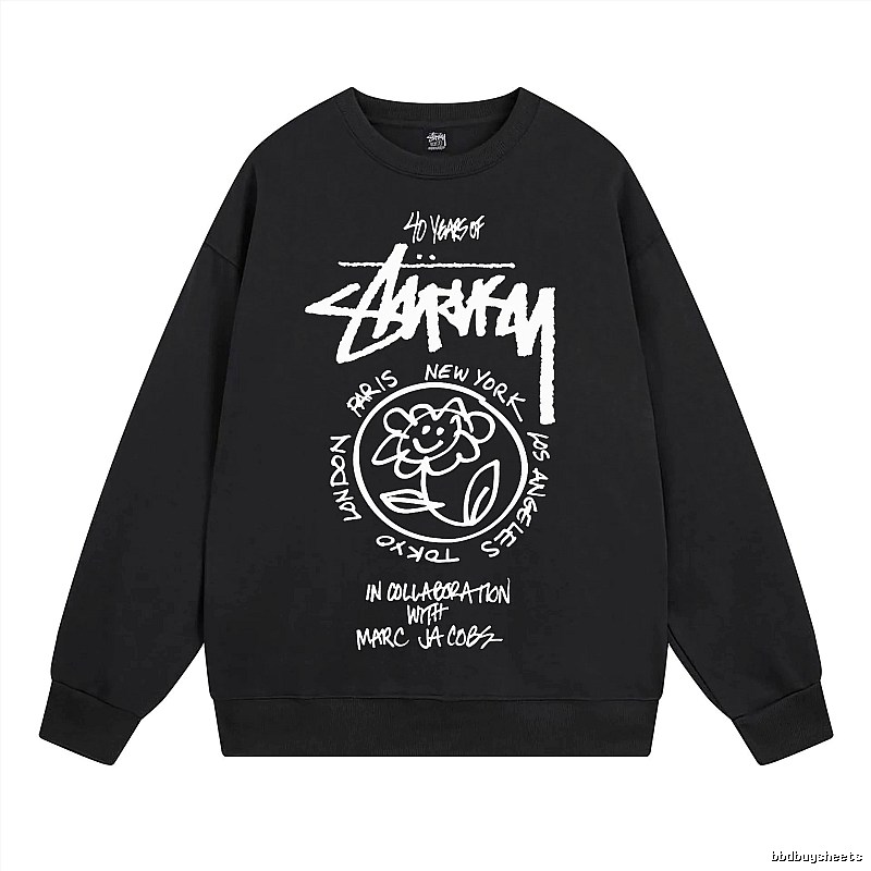 Stussy Black Style 539 Graphic SweatShirt Campus Look