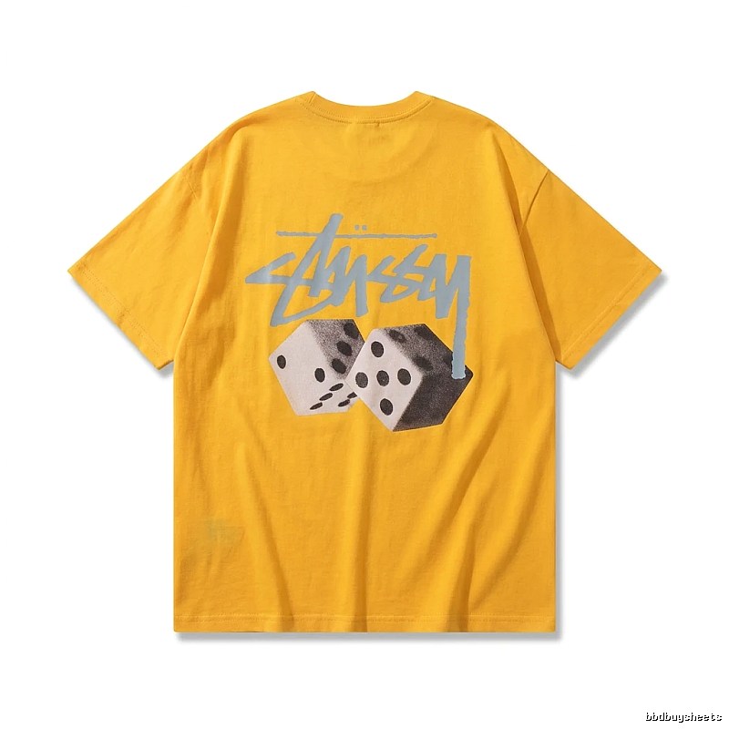 Stussy Dice Print Trendy Brand Yellow T-shirt