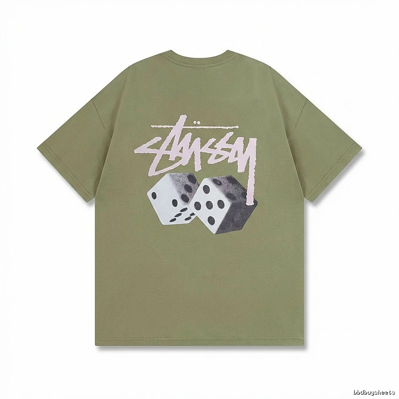 Stussy Dice Trend Brand Olive Green T-shirt