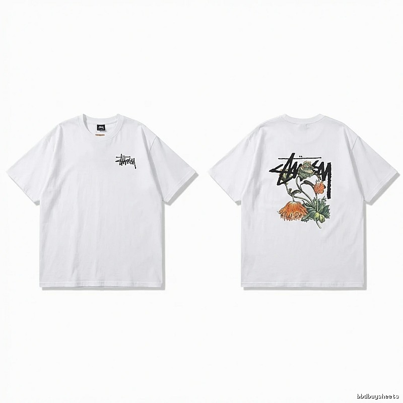 Stussy Floral Print White T-shirt
