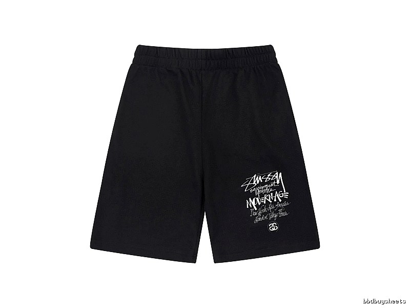 Stussy graffiti-style black shorts