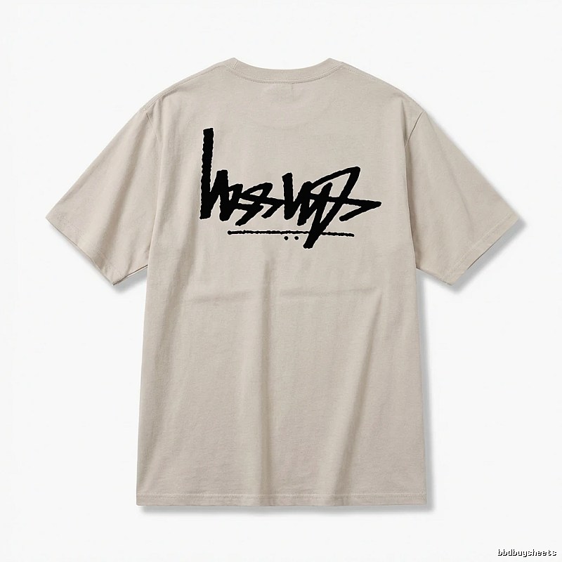 Stussy graffiti-style light gray T-shirt