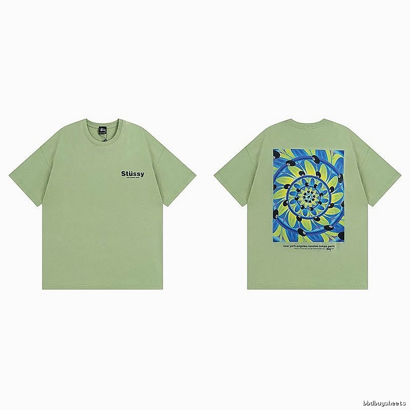 Stussy Green Spider Graphic T-Shirt Outdoor Days Logo