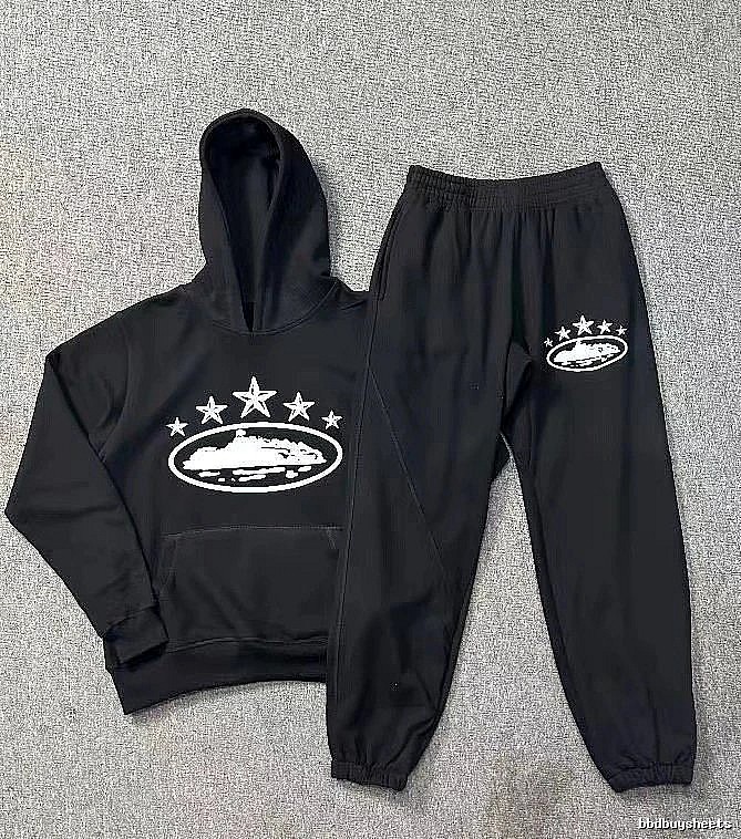 Stussy Matching Set Star-Detail Set Premium-Style Finish Black Tracksuit Set Casual Layering Logo