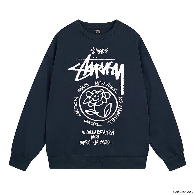 Stussy Navy Style 539 Graphic SweatShirt Poolside Style