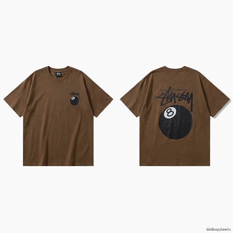 Stussy No.8 Ball Trendy Brown T-shirt