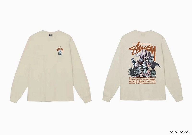 Stussy Print Retro Style Long-Sleeve (Off-White)