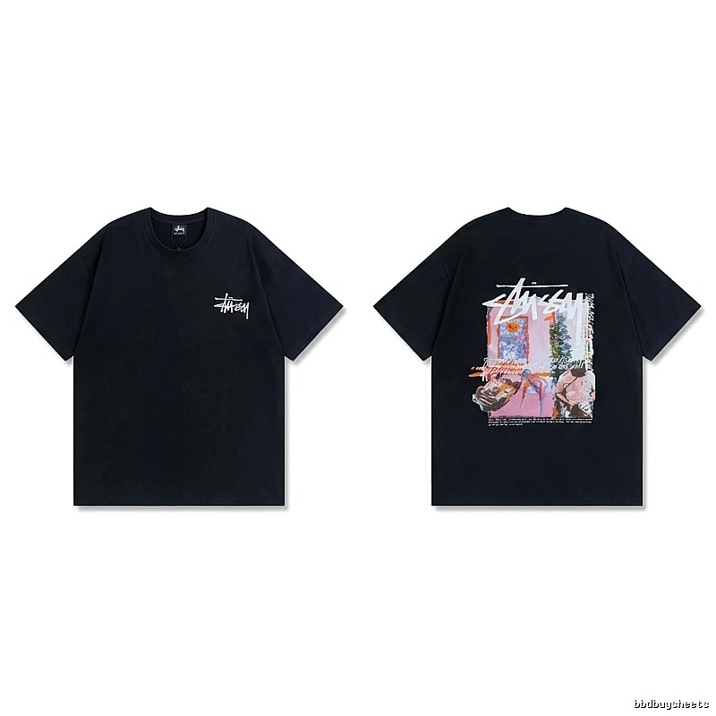 Stussy trendy style black T-shirt