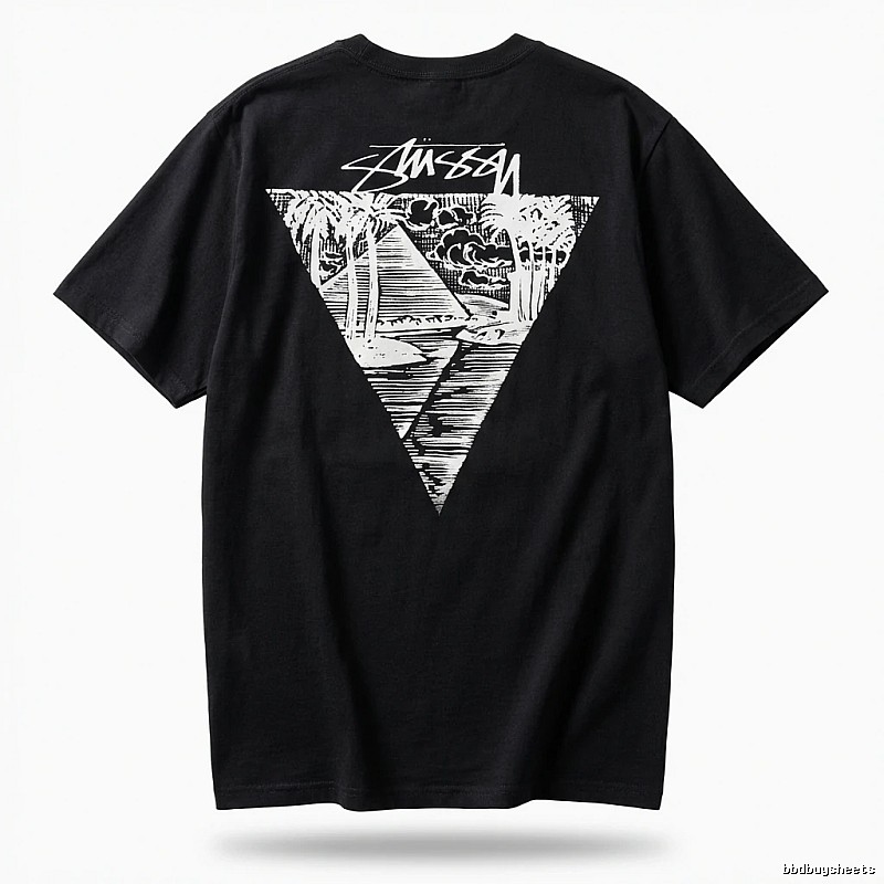 Stussy triangle print style black T-shirt