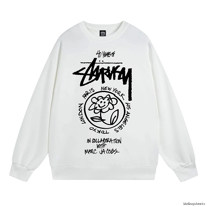 Stussy White Style 539 Graphic SweatShirt Airport Outfit