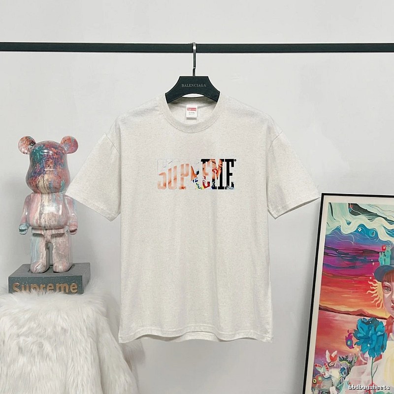 Supreme Color-block Print Street Style Off-white T-shirt