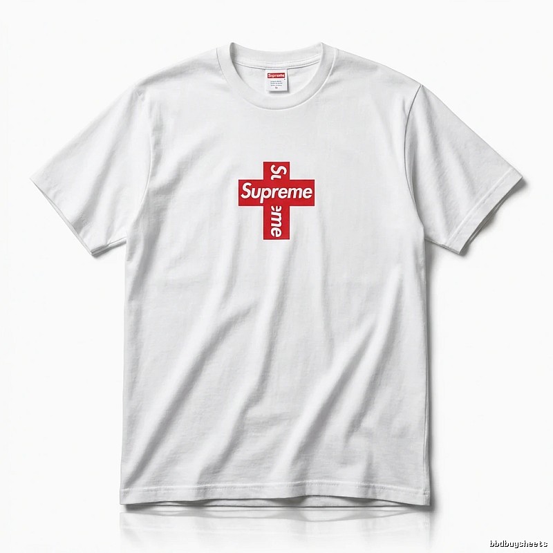 Supreme Cross Trend Brand White T-shirt