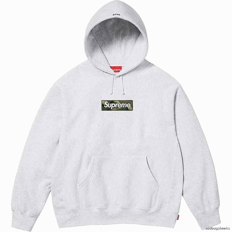 Supreme Patterned Logo hoodie Gray Red Oversized with Polished Detail