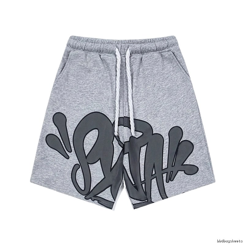SynaWorld graffiti-style gray shorts