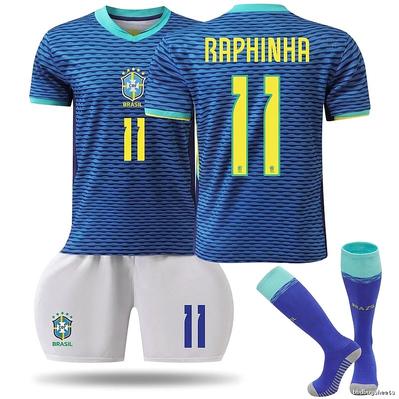 The No. 11 blue - striped jersey of the Brazilian team.
