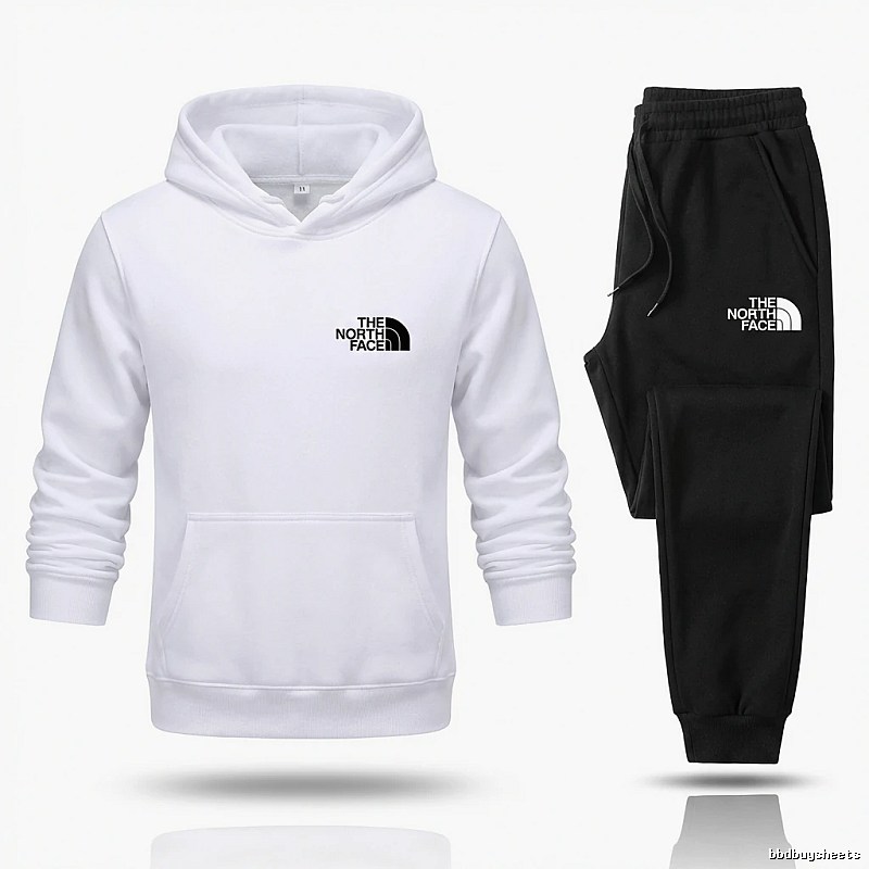 The North Face simple black and white sportswear set