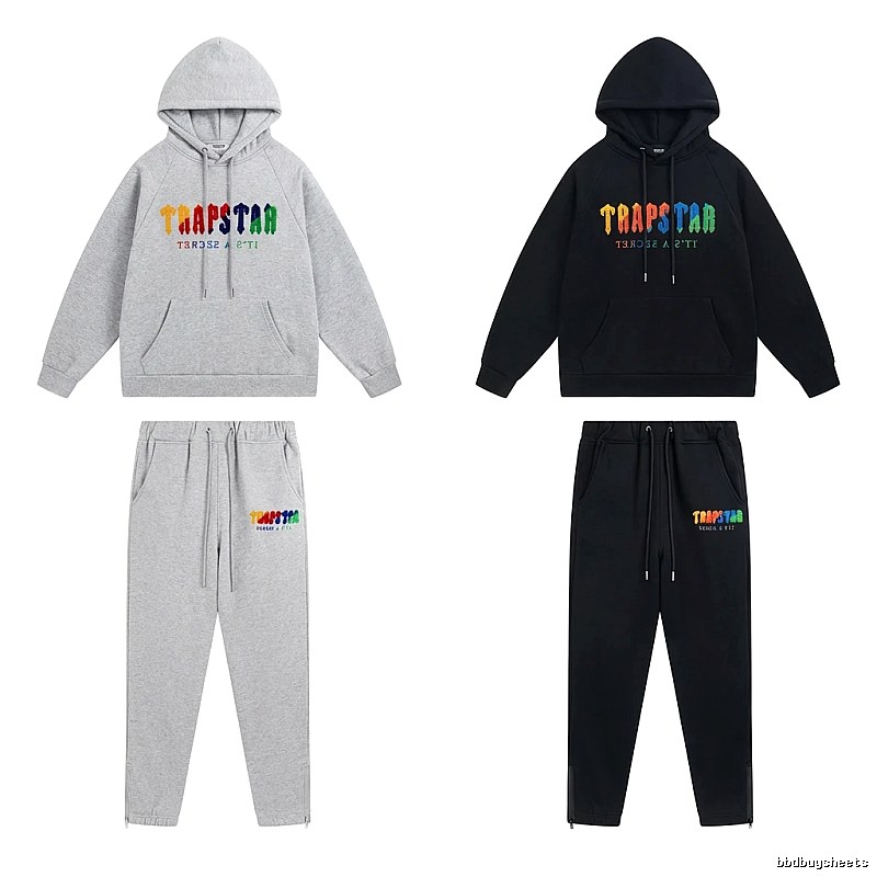 Trapstar Rainbow Wind Grey/Black Hooded Set