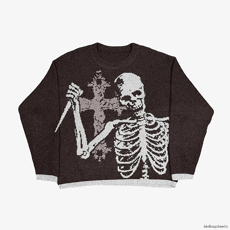 Travel Anime graphic sweater Black Knit Top with Modern Look