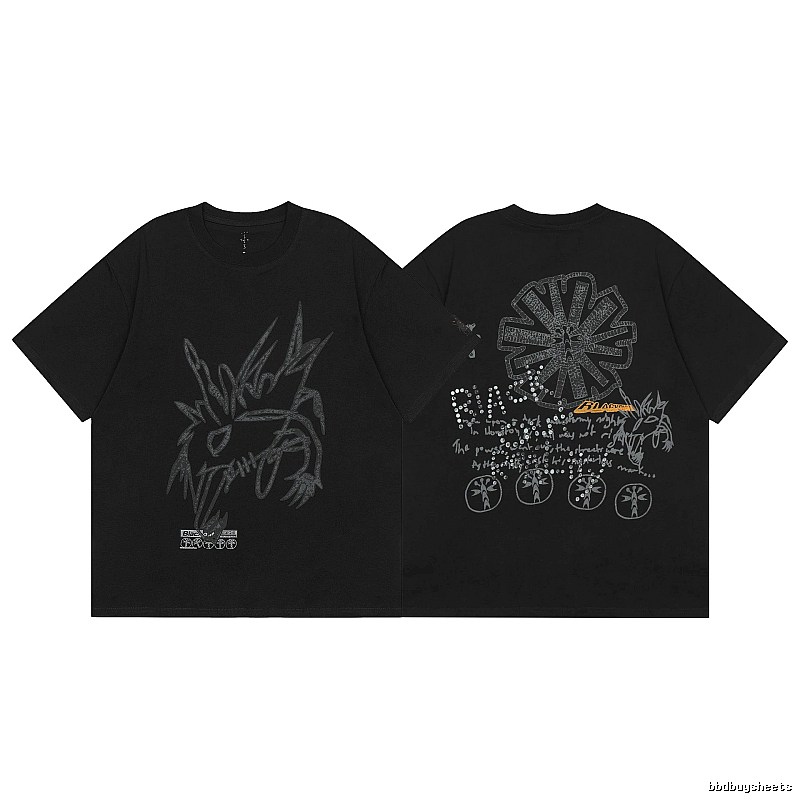 Travis Scott Urban Graphic T-shirt Brown Travis Scott with Statement Pattern