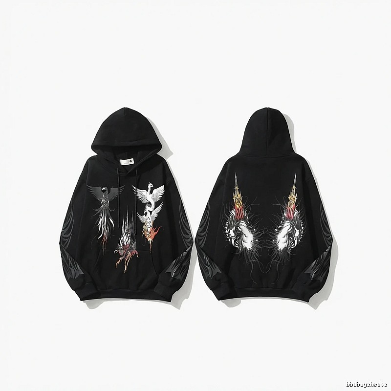 WDW Trendy Brand Chinese Style Embroidery Black Hoodie