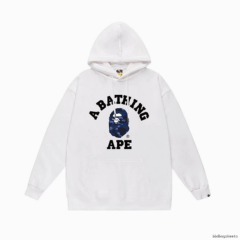 White hoodie with Bape Ape Head print