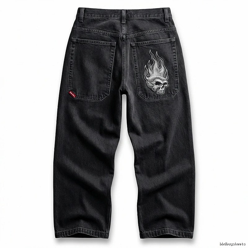 Y2K Fear of God Flame Black Denim Shorts